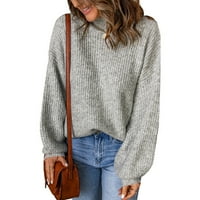 Zpanxa Womens džemper Zimska casual turtleneck pulover bluza pletenje dugih rukava čvrste vrhove džemperi