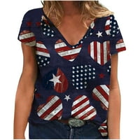 Ecqkame ženska američka zastava Patriotske majice odobrenje modna žena kauzal V-izrez Vintage Love Ispis