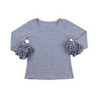 Djevojka toddler bazna majica od čipke sa čipkom dugim rukavima casual labav vrat za posade za dvije