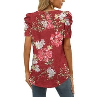 Dxhmoneyh ženski casual boho cvjetni printirani V izrez duhoviti majica kratkih rukava Tunic Bluze Ležerne