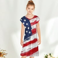 Četvrta jula Američka zastava zvijezde Stripes Patriotsko midi tenk 6-7 godina Toddler Baby haljina
