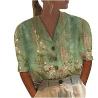 Ženski gumb za ispis dolje majice Klasični kratki rukav kancelarijski bluze za bluze za kupaće kovice