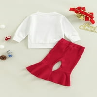 Wybzd Baby Girg Božićne hlače postavljene pisma Ispis duks dugih rukava s pulovernim vrhovima sa čvrstim
