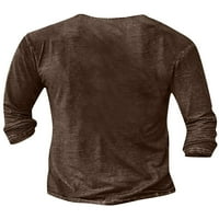 Capreze tasteri Pulover T Majice za muškarce Ležerne Henley vrat Majica Sport Dugi rukav Basic Tee Dark