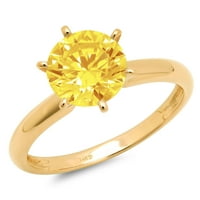 CT sjajan okrugli rez Clear Simulirani dijamant 18k žuti zlatni pasijans prsten sz 8,75