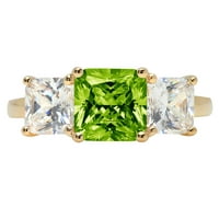 4. CT sjajan kvadrat smaragd Clear Simulirani dijamant 18k žuti zlato Trobotan prsten s 5
