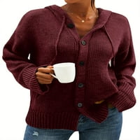 NLIFE ženski gumbi za pletene pletene džemper sa kapuljačom