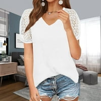 Ženske vrhove bluza Čvrsti kratki rukav povremeni ženski majica V-izrez ljeto bijela m