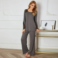Newway Pajamas set čipke Ženska noćna odjeća Domaći odijelo Dame Sleepwear Ženska puna boja Ležerne