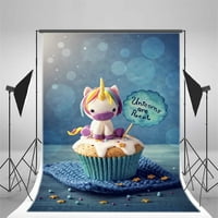 Mohome 5x7ft Unicorn Backdrop Igrački čašice Tpipir Rustic Drveni pod Bokeh Sequins Cartoon Happy Birthday