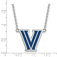 Jewels Rodium pozlaćen Sterling Silver Villanova Sveučilište Veliki emajl Privjesak sa ogrlice