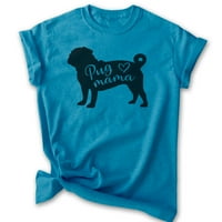Majica mama mama, unise ženska majica, vlasnik pug, najbolji pas mama poklon, heather plavi, veliki