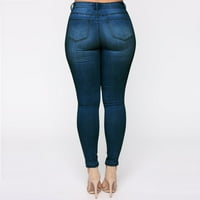 Ženski modni viseni stručni džepovi dugme Jeans patentne pantalone