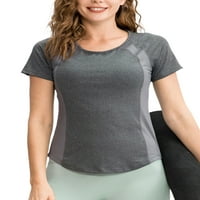 Haite Dame Workout Top Solid Color Yoga T-majice Kratki rukav Tee Fitness bluza Gym Crew Neck majica