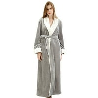 Orchip Muškarci Ženski rupan ogrtač, zimska gusta plišana puna dužina Kupaonica za tuširanje pidžama