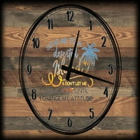 Veliki zidni sat na platnu umjetnost napušteni otok palminski stavi promjene stava sretan zalazak sunca