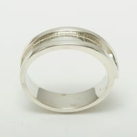 Britanci napravio je 18k bijeli zlatni prirodni safir muški prsten za opseg - Veličina opcije - Veličina 7,75