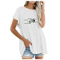 Ženski bluze Modni ženski okrugli vrat kratki rukav rub čipke smiješne tiskane majice žene bijele s