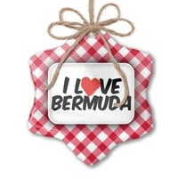 Božićni ukras I Love Bermuda Red Plaid Neonblond