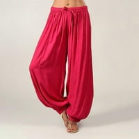 Ženska elastična struka Slack Women Plus size Solid Color Casual Loose harem hlače Yoga Hlače Ženske