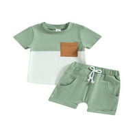Bagilaanoe Toddler Baby Boy kratke hlače Postavite kratki rukav kontrastni boja Tors + kratke hlače