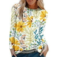 Žene Ležerne prilike pulover u okruglom vratu Saloge FIT Long rukava Bluza na vrhu Modni cvjetni print