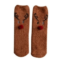 Ženske djevojke Božićska slatka Coloer Stripe Santa Claus Print Degin Coral Fleece Držite tople čarape