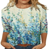 Voguele Dame majica Cvjetni print TEE rukav majica Dailyer Tunic bluza Modni ljetni vrhovi s