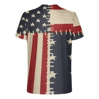 Muškarci 4. jula Patriotske majice Modne zvijezde Stripes Plavi i crveni patchwork kratki rukav Trendy
