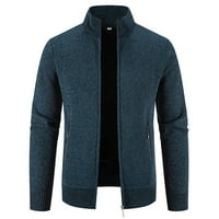 Mens kardigan džemperi zastoj otvoren prednji kabl pleteni džemper Zip up jakna casual tanki modni kaput sa džepovima Muška odjeća