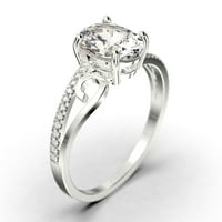 Prekrasna umjetnost Nouvea 1. Karat ovalni rez dijamantni prsten za uključivanje stila, vjenčani prsten u sterlingu srebrna sa 18k bijelim zlatnim poklonom za njeno obećanje prsten, srebro, bijelo zlato