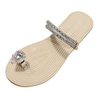 Sandale za ženu Ravni prsti Rhinestone Fashion Plaže Cipele Bijela veličine 7