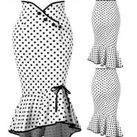 Xiuh Polka Dot Print ženska suknja Vintage Pleased čipka za čipke za čvrsto pričvršćivanje bijele m
