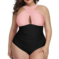 Lashall Womens kupaći kostim modni čvrsti boja šuplji otvoreni leđa Bikini kupaći kostim Split kupaći