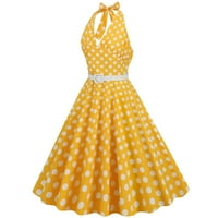Retro haljina 1950-ih za žene polka dot halter koktel bez rukava haljina za ruke line ljuljačke vintage