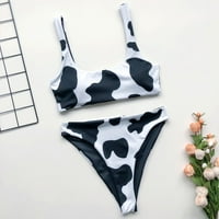 Ženski kupaći kostimi visoko kontrastni krava za tisak Tube Top Split Hikini visokog struka