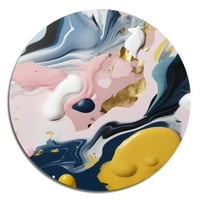 Art DesimanArt žuta i plava tekućina Vi apstraktni metarski metalni okrugli zid Art - disk od