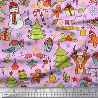 SOIMOI pamučna poplin tkanina poklon kutija, snjegović i stablo božićno štampanje tkanina od dvorišta