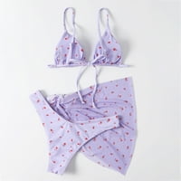 Ženski kupaći kostimi Tummy Control Plus size Korug Poveri set Tie-Dye Halter Bikini Sarongs Cover Up