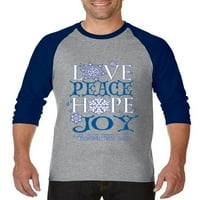 MMF - muški raglan rukav bejzbol majice - mir nadam se da je ljubav radost