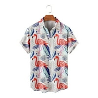 Životinje Flamingo Muški gumb Prednja ruka majica s kratkom rukavom Regularna fitna košulja za ispis