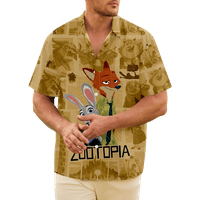 Zootopia Theme Havajska majica kratkih rukava za muškarce, zootopia prednji gumbi za prsa na prsima