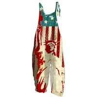 Jumpsuits za Dan nezavisnosti Američka zastava USA Star Stripes Četvrti srpanj Žene Ljeto Vintage Ležerne