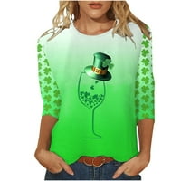 Učitelj Dolkfu St Patricks Dan majica Ženska modna tiskana labava majica rukava rukavi okrugli vrat
