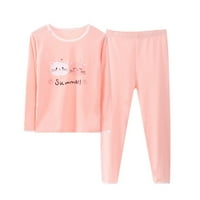 Koaiezne Toddler Kids Girls Winter Long rukava Cartoon CAT Prints Pajamas Tops Hlače odijelo Odjeća