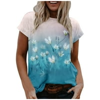 Žene Ljetni kratki rukav Trendy cvjetni print Okrugli vrat Thirt Lagana mekana labava ležerna bluza