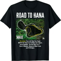 Put do Hana Karta Maui Island Surfanje Havajska plaža Ljetna majica Crna 2x-velika