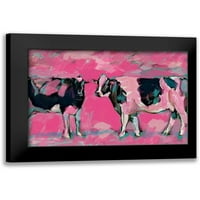 Mesar, Sarah Crni moderni uokvireni muzej Art Print pod nazivom - Ružičaste krave 1