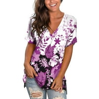 Košulje za žensku proljetnu ljetnu modnu plažu Ležerne prilike, majica s kratkim rukavima TOP PURPLE