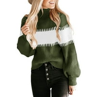 Ženski povremeni pleteni džemper s dugim rukavima visokih vrata